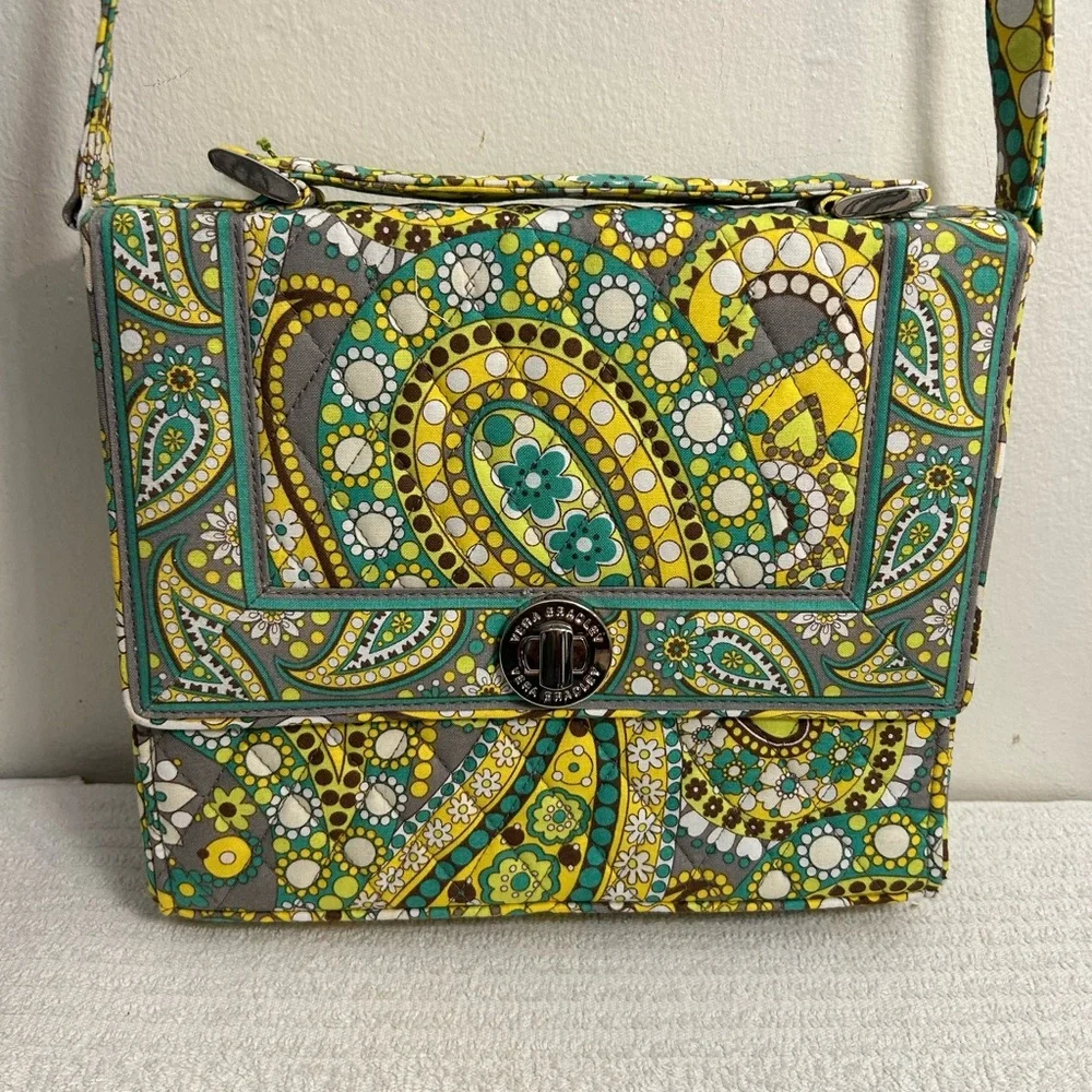 Vera Bradley Green Yellow Paisley Crossbody Bag